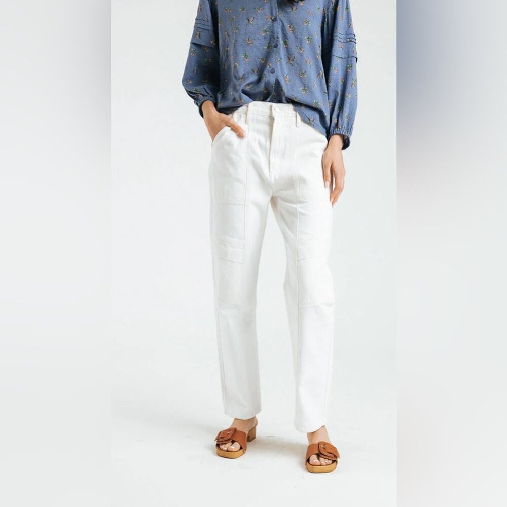 AGOLDE Cooper Cargo Jeans Women 34/16‎ Milkshake White NWT Organic A9120-1183
